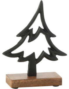 Sculpture moderne sur pied Sapin Hauteur 16 cm en Métal Noir Bois Marron Tralith - 1