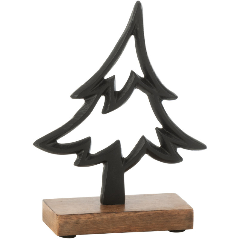 Sculpture moderne sur pied Sapin Hauteur 16 cm en Métal Noir Bois Marron Tralith - 1