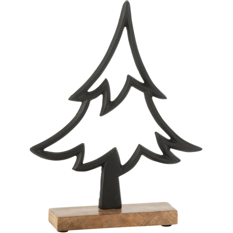 Grande Sculpture moderne sur pied Sapin Hauteur 27 cm en Métal Noir Bois Marron Tralith - 1