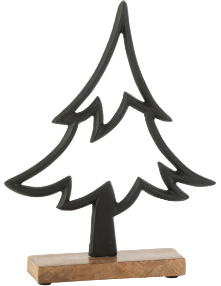 Grande Sculpture moderne sur pied Sapin Hauteur 27 cm en Métal Noir Bois Marron Tralith - 1