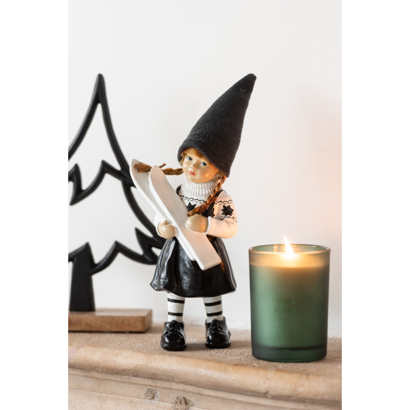 Grande Sculpture moderne sur pied Sapin Hauteur 27 cm en Métal Noir Bois Marron Tralith - 2