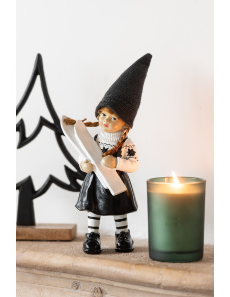 Grande Sculpture moderne sur pied Sapin Hauteur 27 cm en Métal Noir Bois Marron Tralith - 2