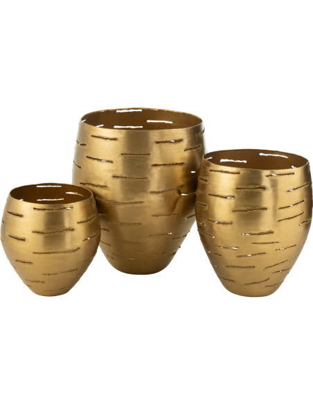 Grands Photophores modernes ronds en Métal Doré Phorynia (Lot de 3) - 1