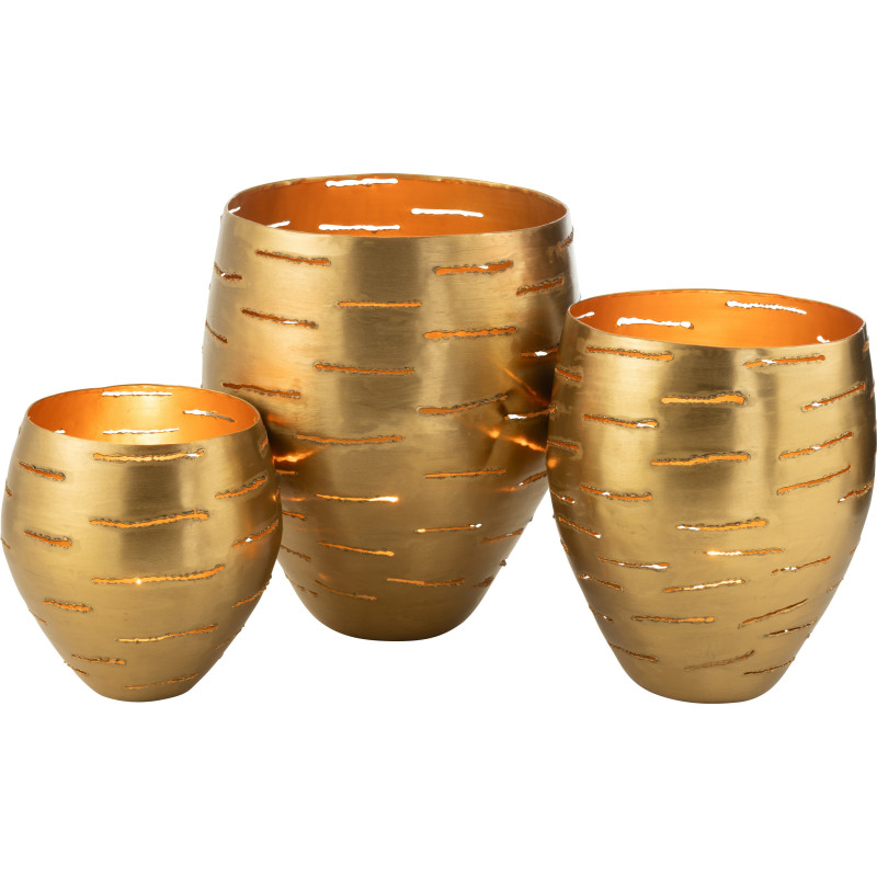 Grands Photophores modernes ronds en Métal Doré Phorynia (Lot de 3) - 3