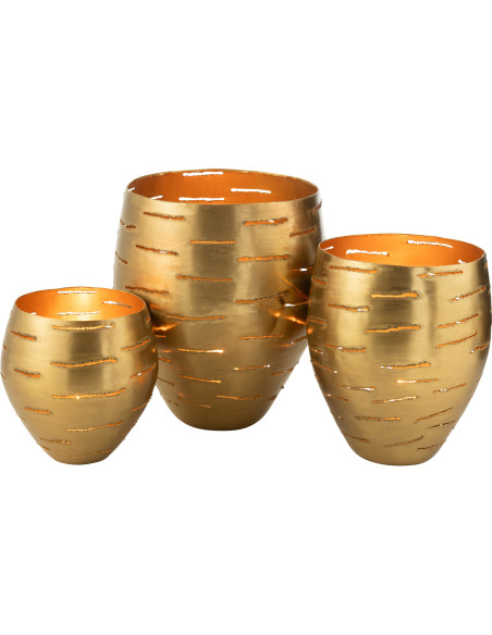 Grands Photophores modernes ronds en Métal Doré Phorynia (Lot de 3) - 3