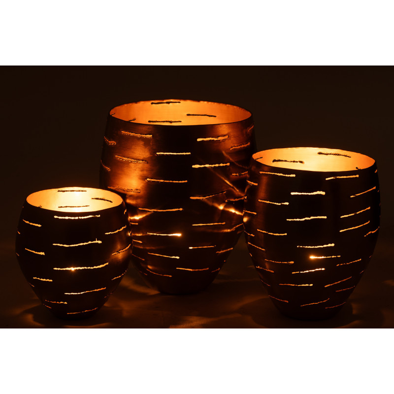 Grands Photophores modernes ronds en Métal Doré Phorynia (Lot de 3) - 4