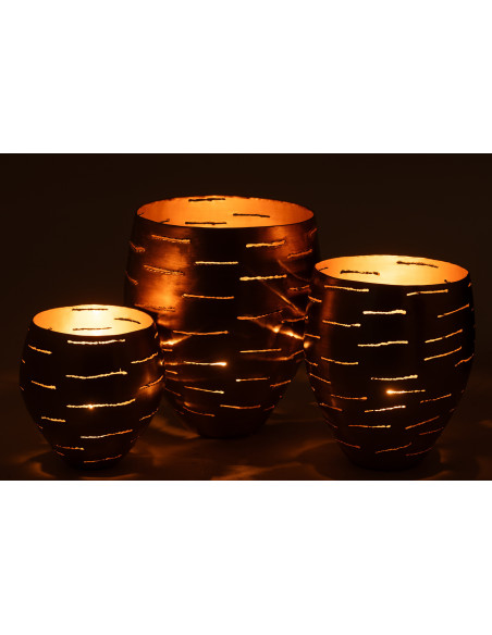 Grands Photophores modernes ronds en Métal Doré Phorynia (Lot de 3) - 4