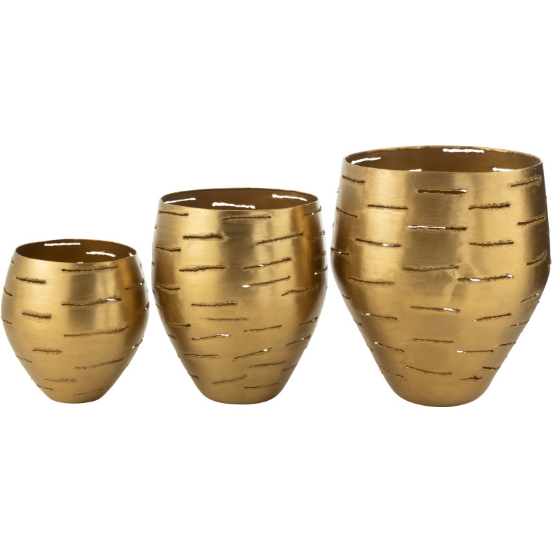 Grands Photophores modernes ronds en Métal Doré Phorynia (Lot de 3) - 5