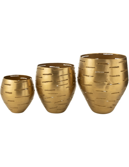 Grands Photophores modernes ronds en Métal Doré Phorynia (Lot de 3) - 5