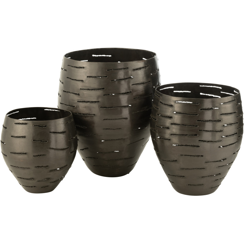 Grands Photophores modernes ronds en Métal Noir Phorynia (Lot de 3) - 1