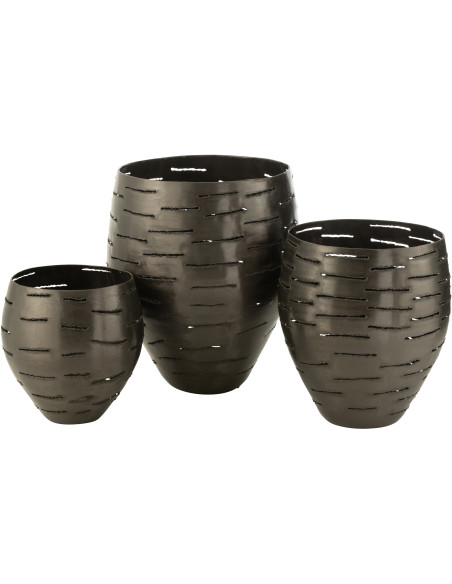 Grands Photophores modernes ronds en Métal Noir Phorynia (Lot de 3) - 1