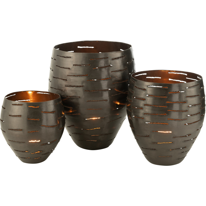 Grands Photophores modernes ronds en Métal Noir Phorynia (Lot de 3) - 3