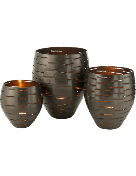 Grands Photophores modernes ronds en Métal Noir Phorynia (Lot de 3) - 3