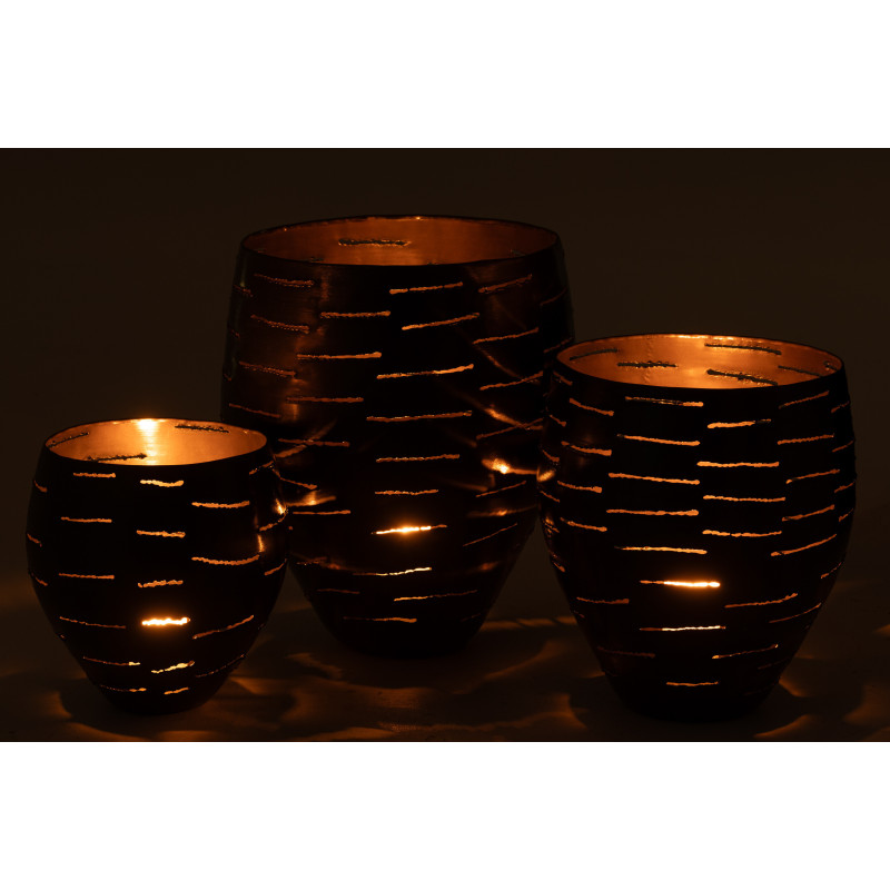 Grands Photophores modernes ronds en Métal Noir Phorynia (Lot de 3) - 4