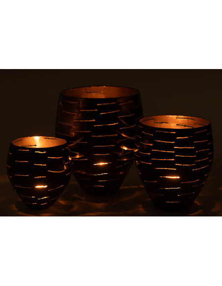 Grands Photophores modernes ronds en Métal Noir Phorynia (Lot de 3) - 4