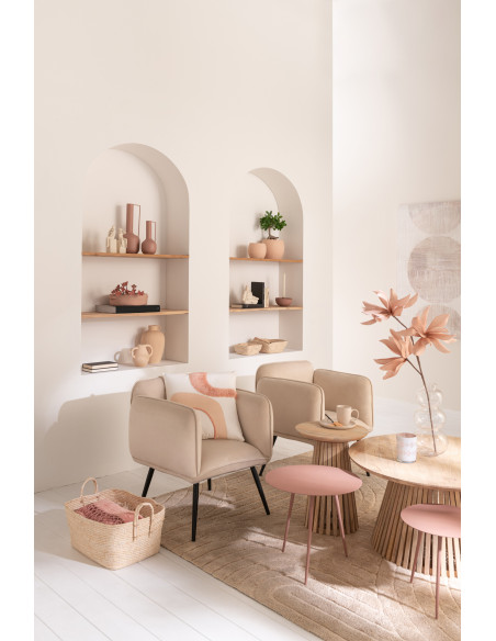 Table basse Gigogne Ronde Zénith en Métal Vieux rose (Lot de 3) - 2