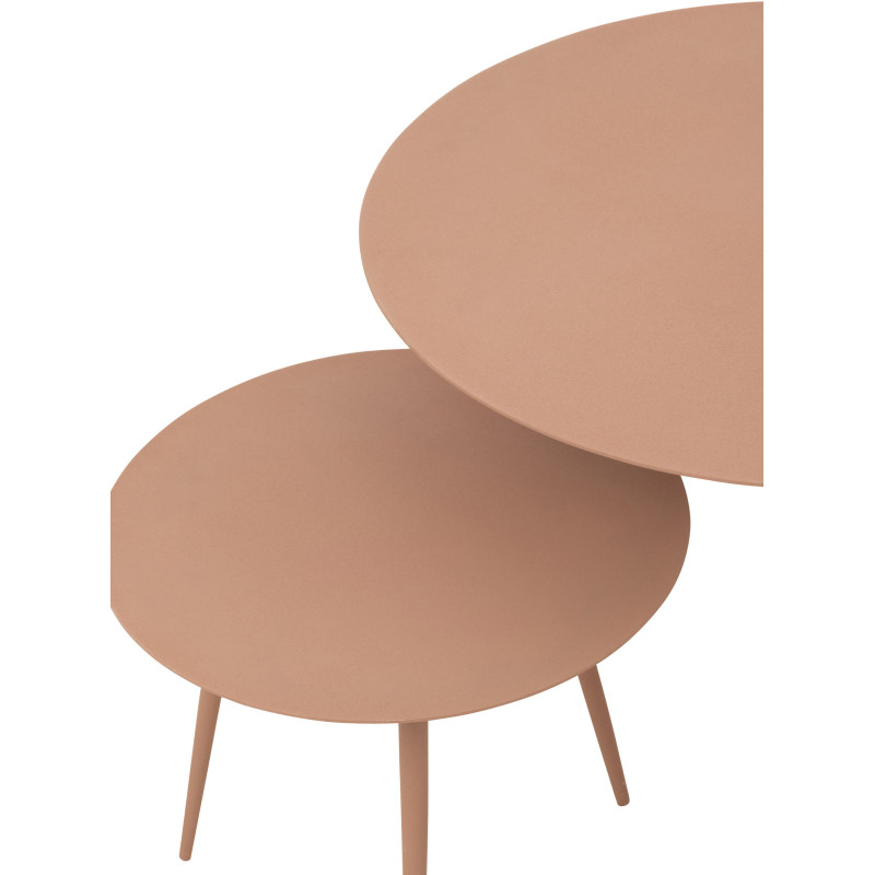 Table basse Gigogne Ronde Zénith en Métal Vieux rose (Lot de 3) - 3