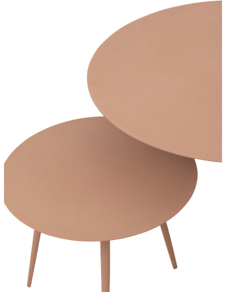 Table basse Gigogne Ronde Zénith en Métal Vieux rose (Lot de 3) - 3