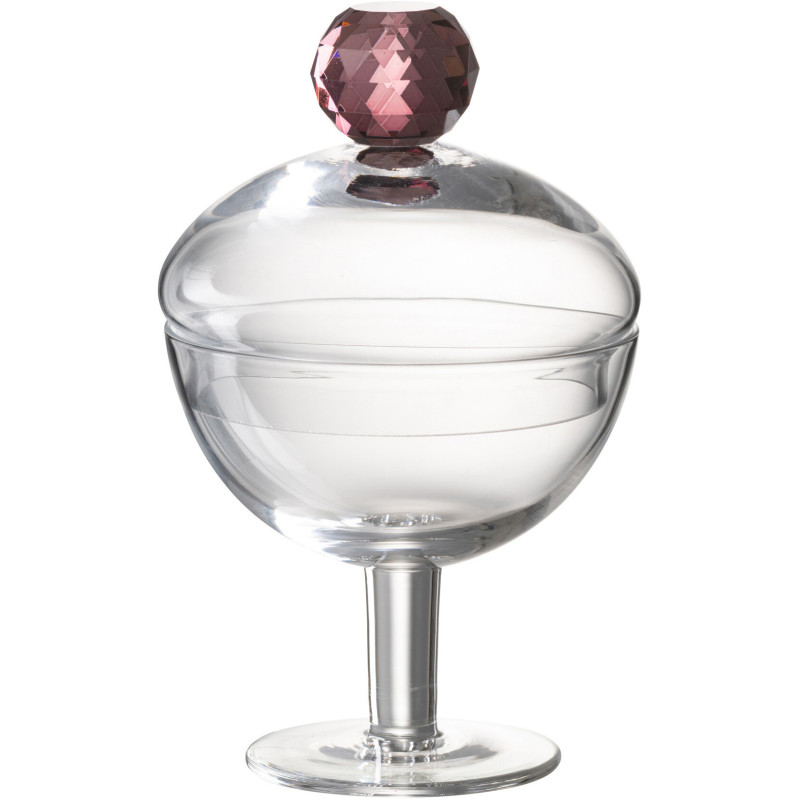 Bonbonnière originale sur pied 220 ml Hauteur 14 cm en Verre Transparent Rose Diamond - 1