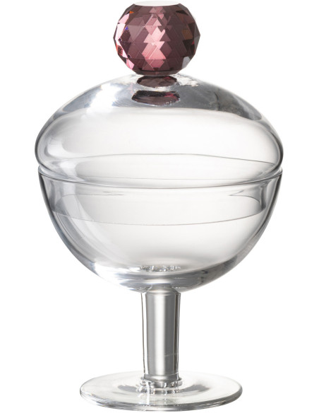 Bonbonnière originale sur pied 220 ml Hauteur 14 cm en Verre Transparent Rose Diamond - 1