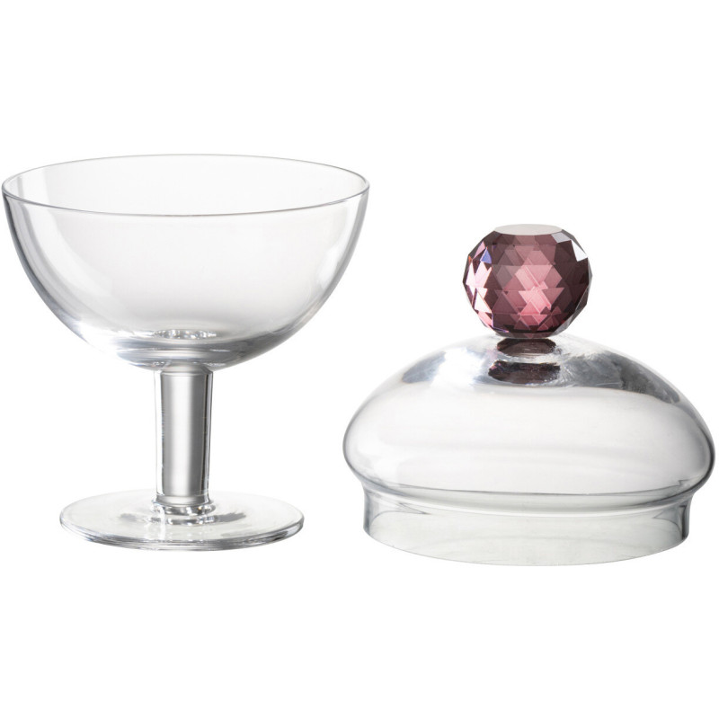 Bonbonnière originale sur pied 220 ml Hauteur 14 cm en Verre Transparent Rose Diamond - 3