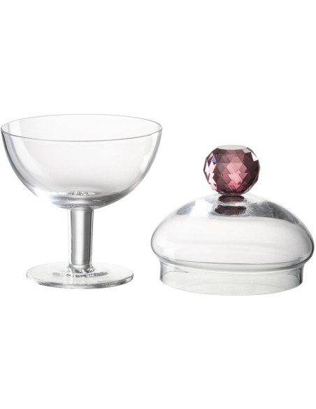 Bonbonnière originale sur pied 220 ml Hauteur 14 cm en Verre Transparent Rose Diamond - 3