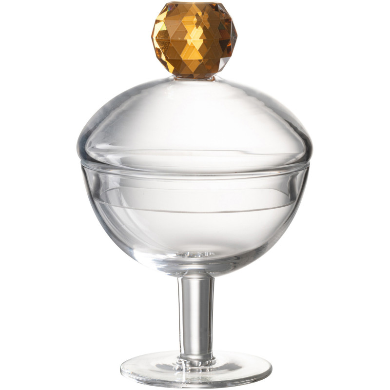 Bonbonnière originale sur pied 220 ml Hauteur 14 cm en Verre Transparent Doré Diamond - 1