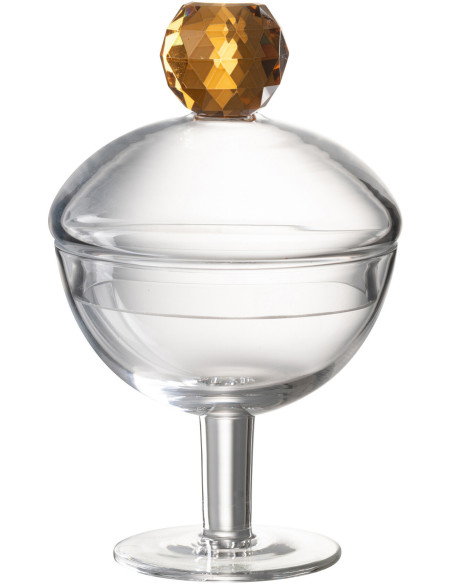 Bonbonnière originale sur pied 220 ml Hauteur 14 cm en Verre Transparent Doré Diamond - 1