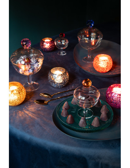 Bonbonnière originale sur pied 220 ml Hauteur 14 cm en Verre Transparent Doré Diamond - 2