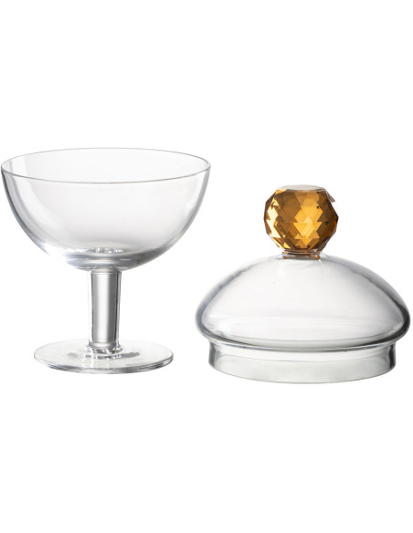 Bonbonnière originale sur pied 220 ml Hauteur 14 cm en Verre Transparent Doré Diamond - 3