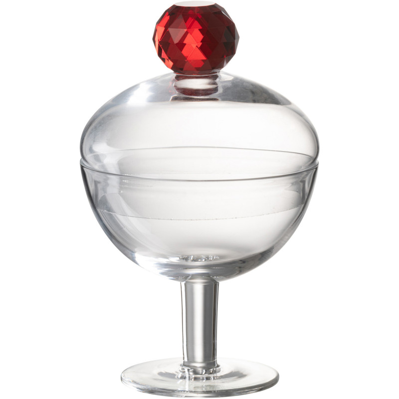 Bonbonnière originale sur pied 220 ml Hauteur 14 cm en Verre Transparent Rouge Diamond - 1