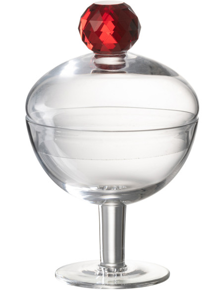 Bonbonnière originale sur pied 220 ml Hauteur 14 cm en Verre Transparent Rouge Diamond - 1