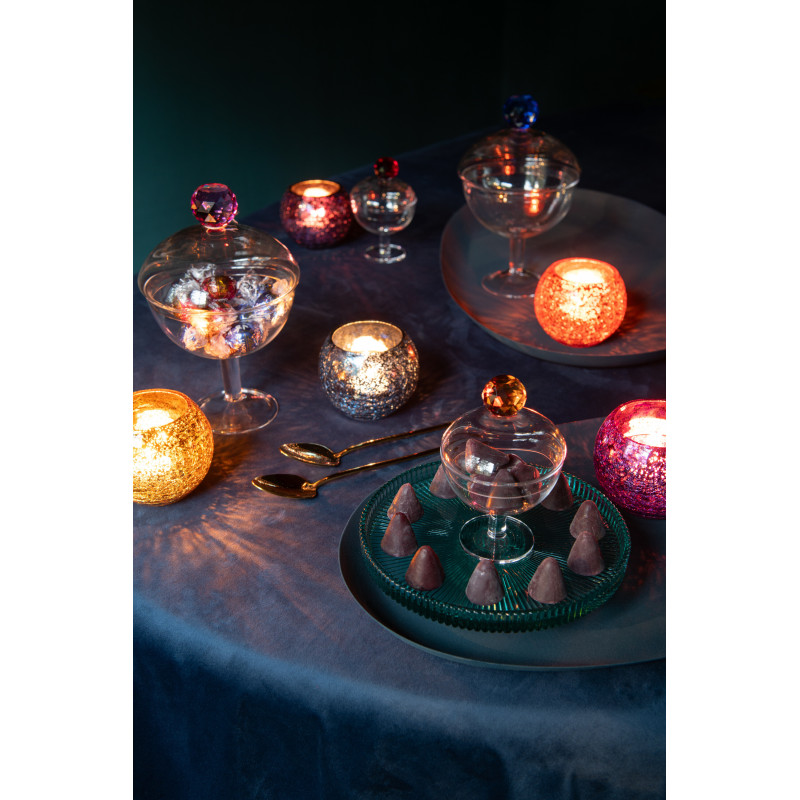 Bonbonnière originale sur pied 220 ml Hauteur 14 cm en Verre Transparent Rouge Diamond - 2