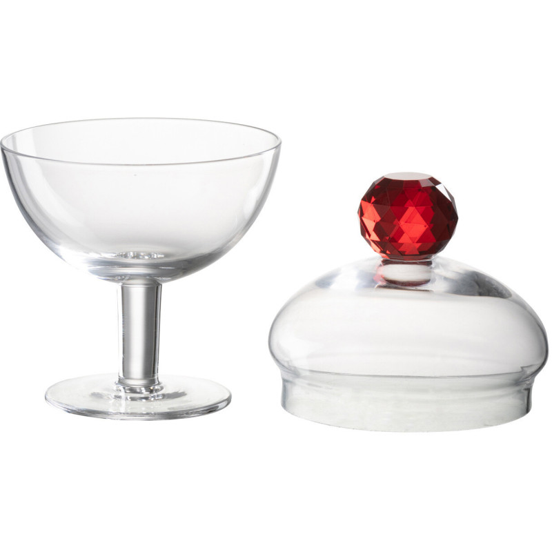 Bonbonnière originale sur pied 220 ml Hauteur 14 cm en Verre Transparent Rouge Diamond - 3