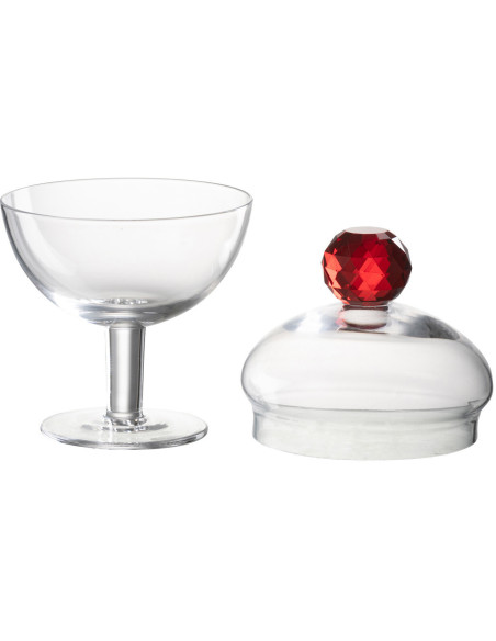 Bonbonnière originale sur pied 220 ml Hauteur 14 cm en Verre Transparent Rouge Diamond - 3