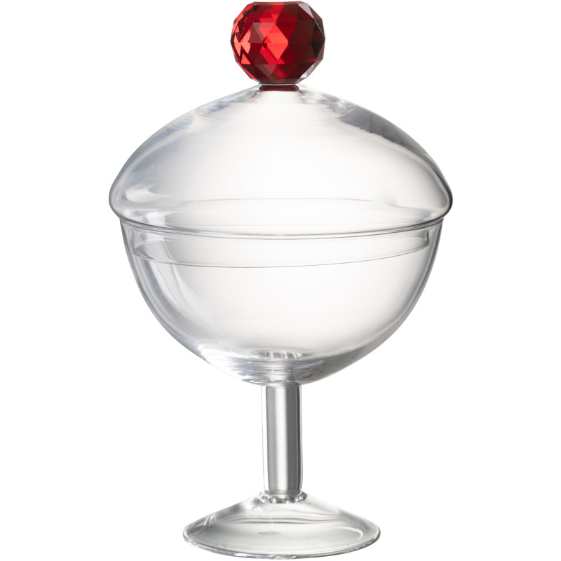 Bonbonnière originale sur pied 550 ml Hauteur 25 cm en Verre Transparent Rouge Diamond - 1