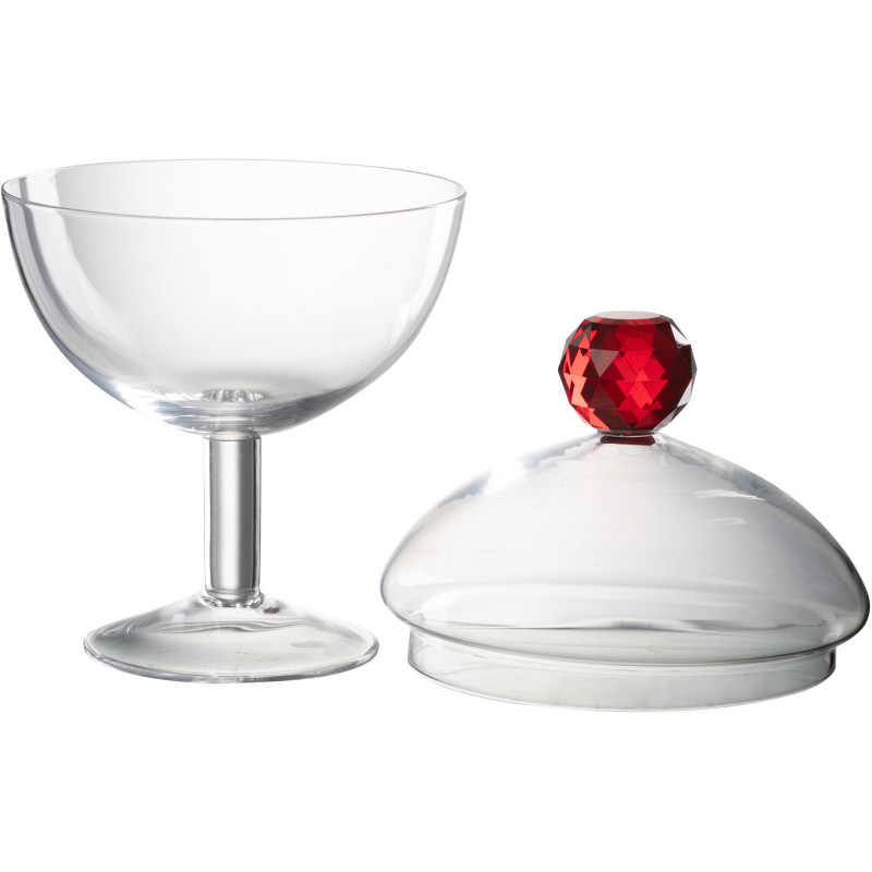 Bonbonnière originale sur pied 550 ml Hauteur 25 cm en Verre Transparent Rouge Diamond - 3