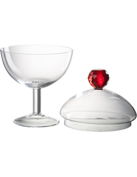 Bonbonnière originale sur pied 550 ml Hauteur 25 cm en Verre Transparent Rouge Diamond - 3