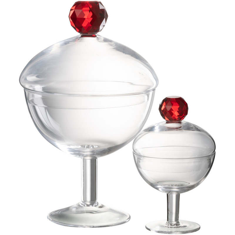 Bonbonnière originale sur pied 550 ml Hauteur 25 cm en Verre Transparent Rouge Diamond - 4