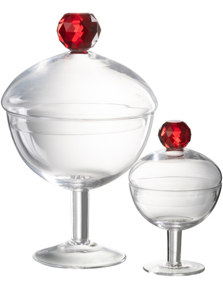 Bonbonnière originale sur pied 550 ml Hauteur 25 cm en Verre Transparent Rouge Diamond - 4