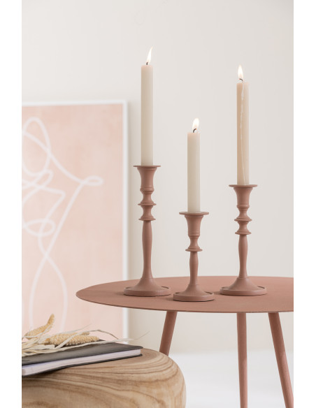 Table basse Gigogne Ronde Zénith en Métal Vieux rose (Lot de 3) - 5