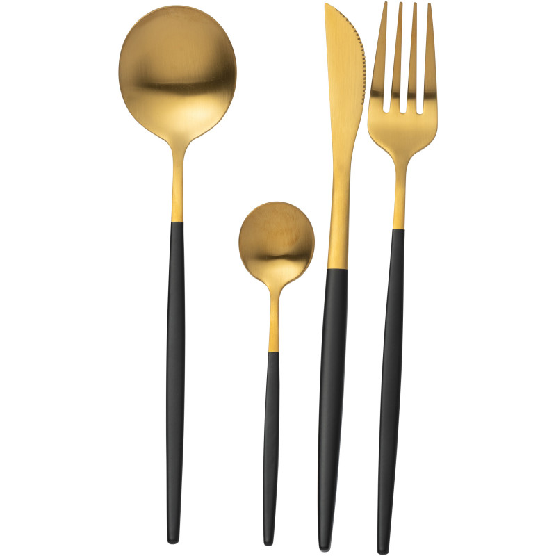 Coffret 24 Couverts modernes en Inox Doré Noir Mat Cylis - 1