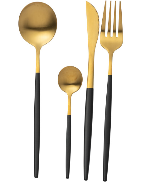 Coffret 24 Couverts modernes en Inox Doré Noir Mat Cylis - 1