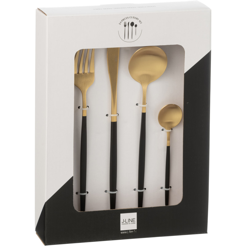Coffret 24 Couverts modernes en Inox Doré Noir Mat Cylis - 2