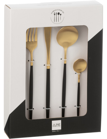 Coffret 24 Couverts modernes en Inox Doré Noir Mat Cylis - 2