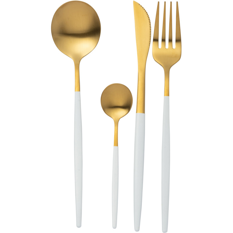 Coffret 24 Couverts modernes en Inox Doré Blanc Mat Cylis - 1