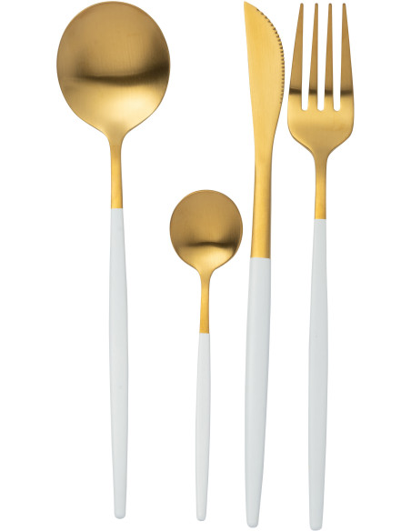 Coffret 24 Couverts modernes en Inox Doré Blanc Mat Cylis - 1