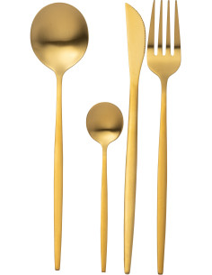 Coffret 24 Couverts modernes en Inox Doré Mat Cylis - 1
