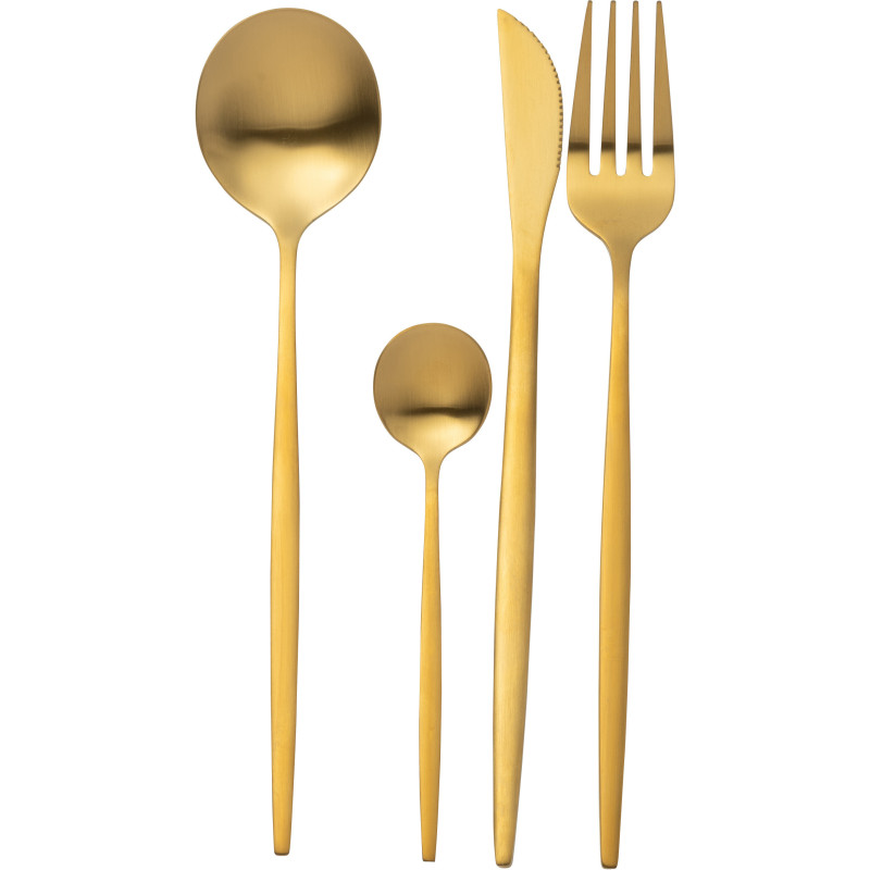 Coffret 24 Couverts modernes en Inox Doré Mat Cylis - 1