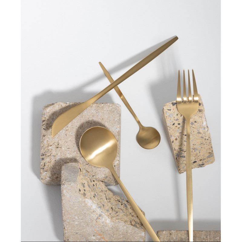 Coffret 24 Couverts modernes en Inox Doré Mat Cylis - 2